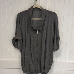 St. John Spa Charcoal spa jacket Zip-Up with Gold Accents size XL